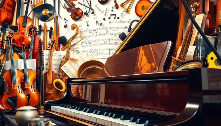 Verschillende soorten muzieklessen op een rij