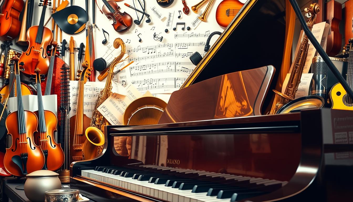 Verschillende soorten muzieklessen op een rij